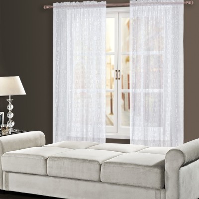Panneau transparent brodé blanc scripté | 54"x84"