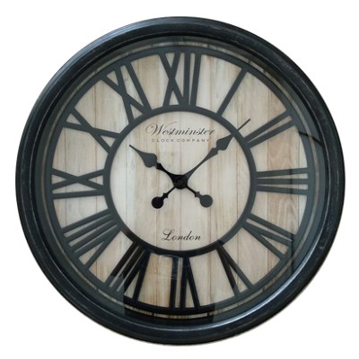 Horloge noire 20 pouces - Chiffres romains