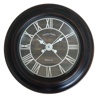 Horloge noire 22'' - Chiffres romains