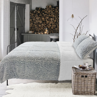 Karl Comforter Set 3pc /black Fleece/Sherpa