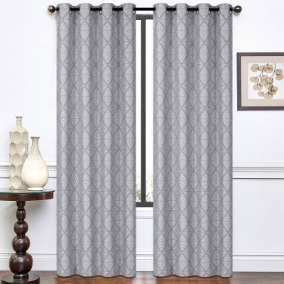 Manchester - Panneaux à œillets en jacquard gris argenté | Ensemble de 2