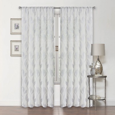 Set of 2 - Stella white embroidered pole top panels 52x84
