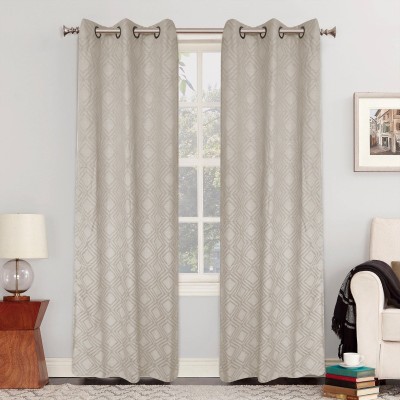Derby - Panneaux à œillets jacquard taupe | 38x84" | Ensemble de 2