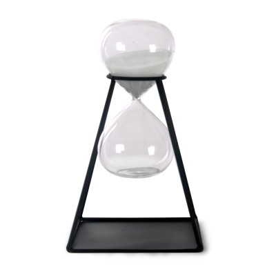 Sablier minuteur avec support noir - 9x9x19cm
