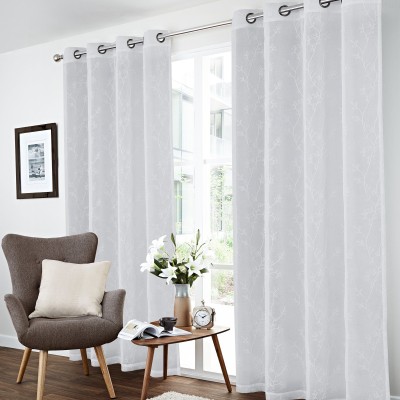 Felicia - Ensemble de 2 panneaux à œillets transparents brodés blancs | 52"x84"