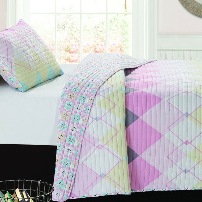 Argyle Pastel - Ensemble de Courtepointe Réversible 3 Pièces