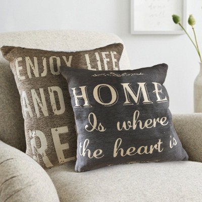 Coussin en jacquard chenille Texte graphique