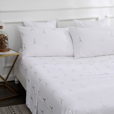 Lauren Taylor - Metallic Printed Sheet Set - Silver Eiffel Tower