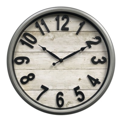 Horloge murale - 14'' aspect bois avec noir