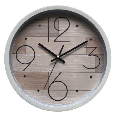 Horloge murale - Aspect bois naturel et blanc 12"