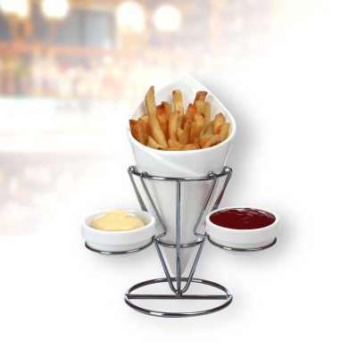 Ensemble de service à frites et trempettes