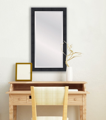 Textured Wood Black Framed Mirror