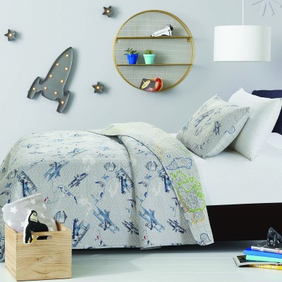 Avions vintage - 3 Piece Reversible Quilt Set