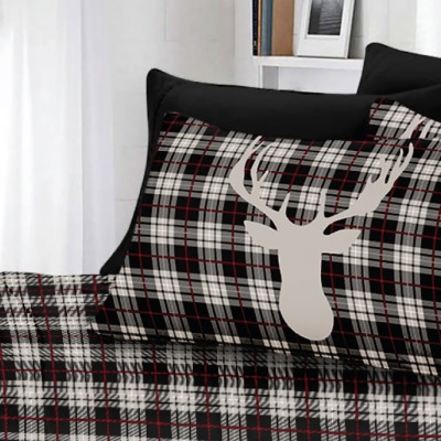 Rustic Cabin Finnegan - Ensemble de draps imprimé gris blanc