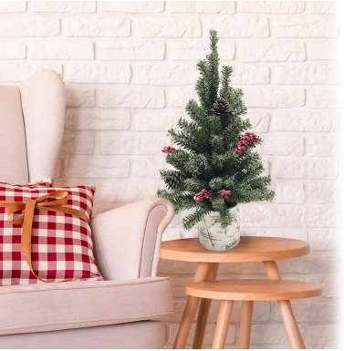 Xmas Mini Tree Wood Look Base 19in