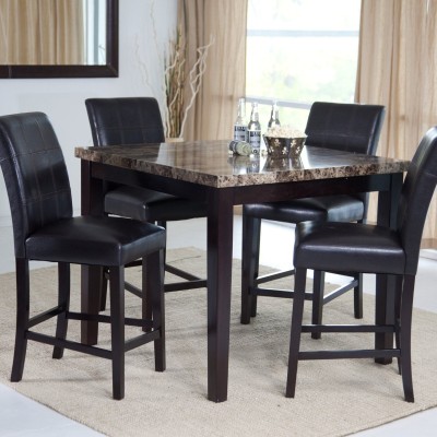 Sandra Venditti - 5 Piece Pub Style Dining Set with Marble Top Finish 