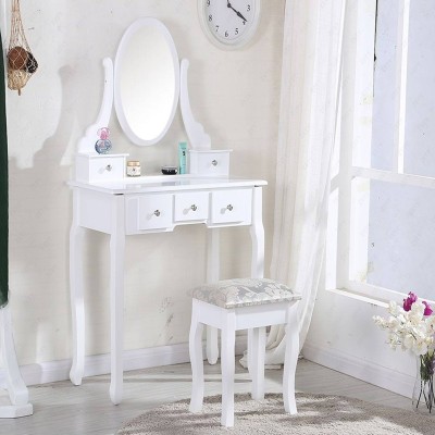 Makeup Vanity Table Set with Oval Mirror and Cushioned Stool (in-store pickup only)