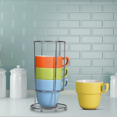 New Bone Mugs with Stand - Set of 4