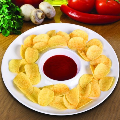 Plat à croustilles et trempette en porcelaine