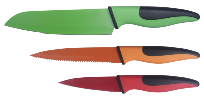 Ensemble de 3 couteaux antiadhésifs colorés