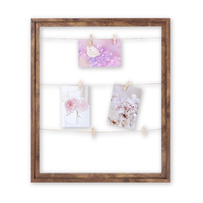 Cadre avec pince pour photo en simili bois brun