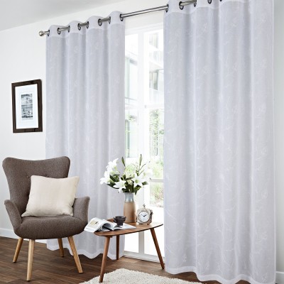 Vera - Panneaux à œillets transparents brodés blancs | 52 x 84" | Ensemble de 2