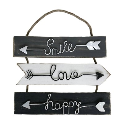 Art mural suspendu « Smile - Love - Happy »