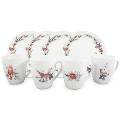 Ensemble de vaisselle 8pc - Oiseaux en pin