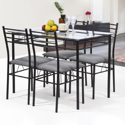 5-Piece Dining Table Set | Tempered Glass Tabletop