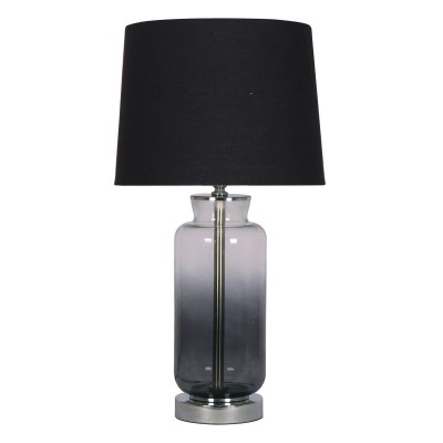 Lampe de table en verre dégradé noir et abat-jour noir