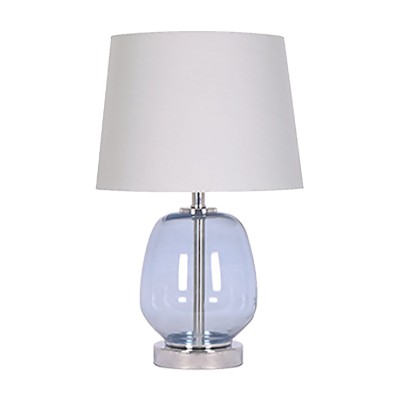 Lampe de table en verre bleu