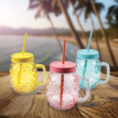 Pineapple Glass Mug with Straw