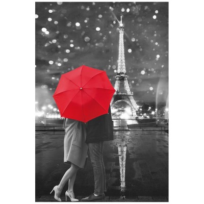 Toile - Amoureux de Paris et parapluie rouge