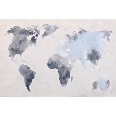 Toile - Carte du monde bleu