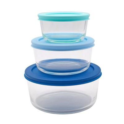  Bols de Rangement en Verre avec Couvercles Bleus