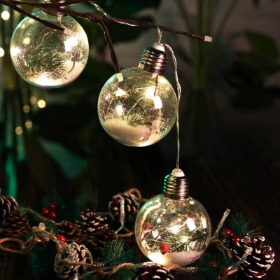 Guirlande d'ampoules lumineuses | Branche de pin
