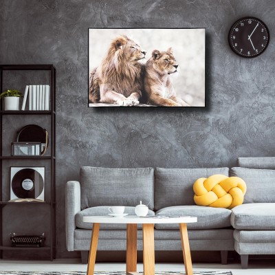 Framed Canvas - Lion Couple