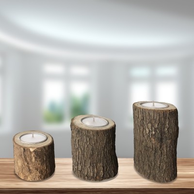 Bougeoir en Bois 3pc