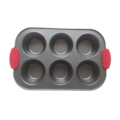 Non-Stick 6 cup Muffin Pan with Silicone Handles