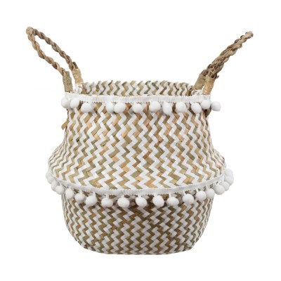 Seagrass Basket with pompoms
