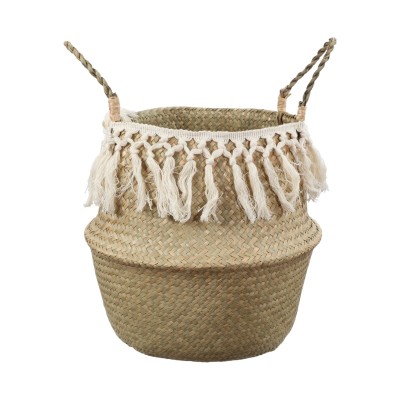 Seagrass Basket with White Tassels
