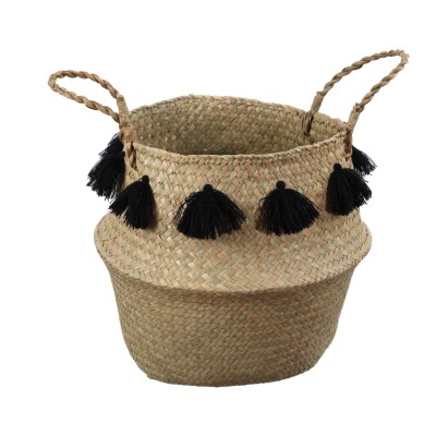 Seagrass Basket with Black Tassels
