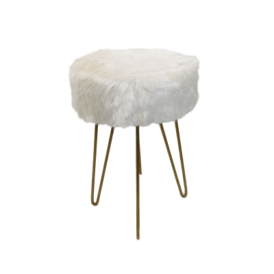 Faux Fur Stool with Gold Metal Legs
