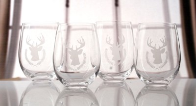 Forested Deer StemlessWine Glasses - Set of 4