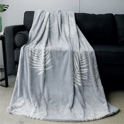 Leaves Blanket Twin Jacquard Plush