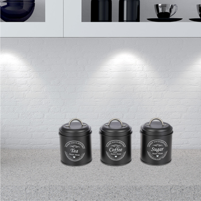 Black Metal Canister 12cm With silk Painting