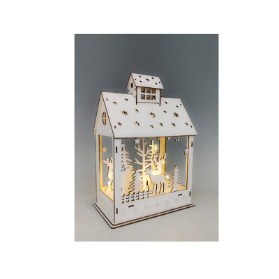 Maison de Noël en bois éclairée-20x29