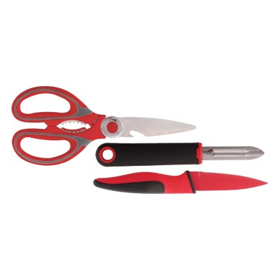 A La Cuisine - Set de 3 ciseaux, couteau d'office et couteau éplucheur
