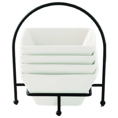 A La Cuisine - 4pcs 5" Stackable Square Bowl With Rack
