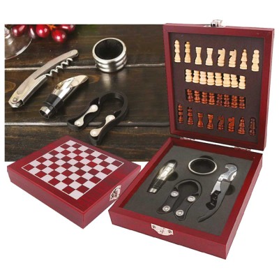 A La Cuisine - 4 Pcs Wine Opener & Chess Tools Set With Wooden